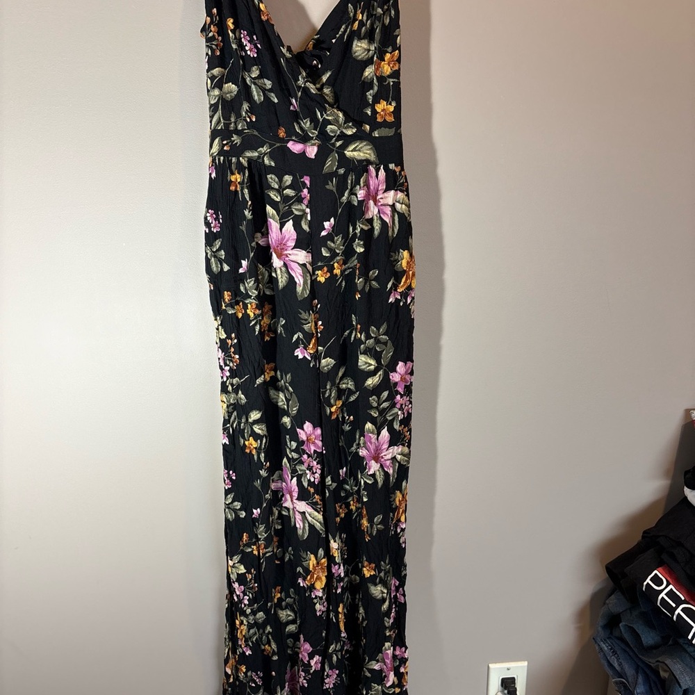 Black Floral Jumper with Pink & Yellow Blooms